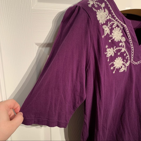 Carolyn Taylor Women Purple W/ Embroidery Top 16-18 - Picture 3 of 8